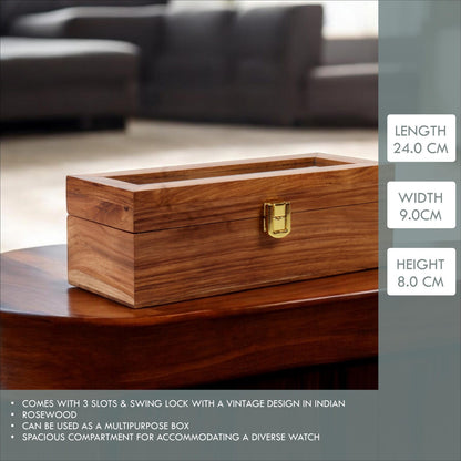 Personalised Handmade Wooden Watch Box for Men, Display & Storage Case for Timepiece, Jewelry Box for Women, Vintage Watch Box, Gift for Him