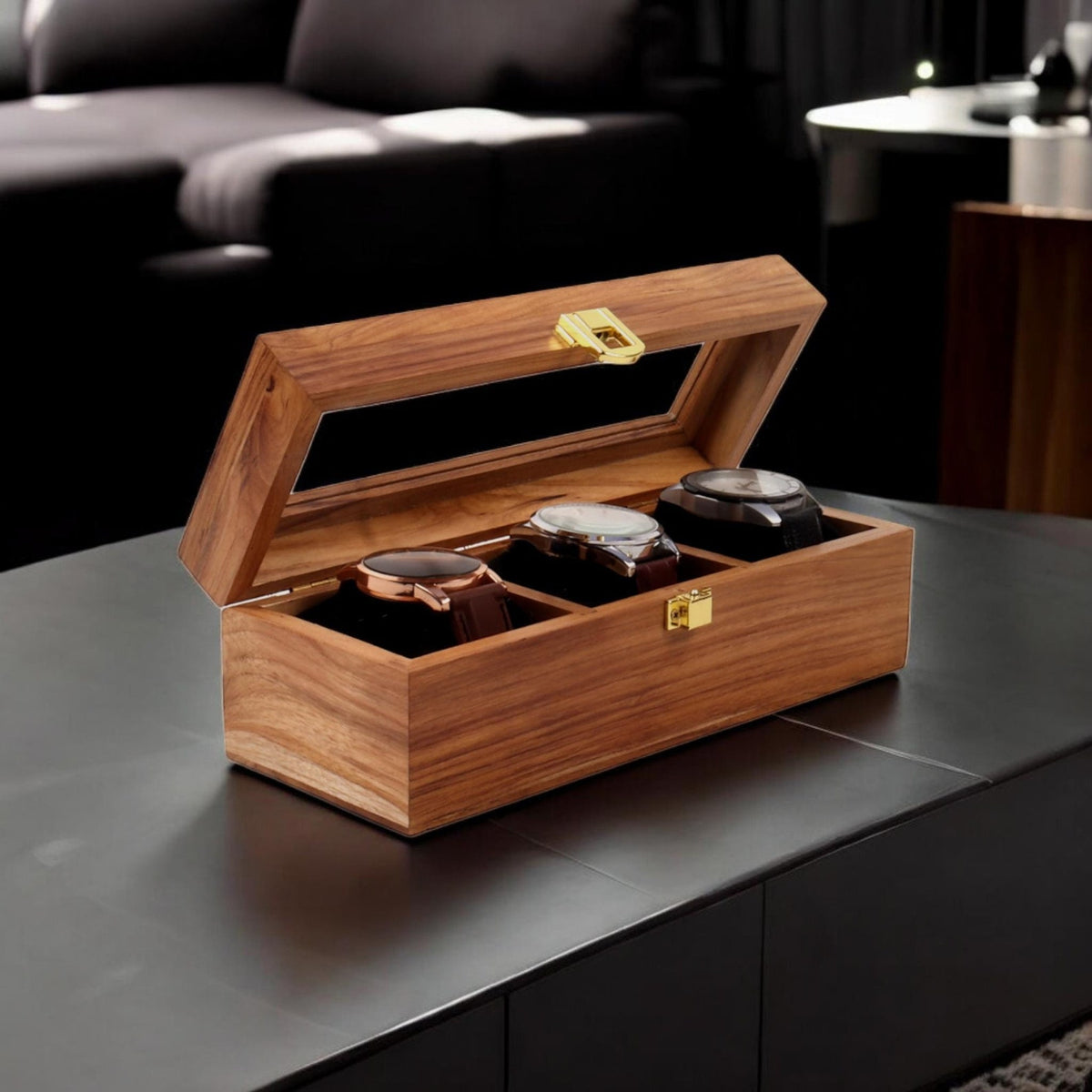 Personalised Handmade Wooden Watch Box for Men, Display & Storage Case for Timepiece, Jewelry Box for Women, Vintage Watch Box, Gift for Him