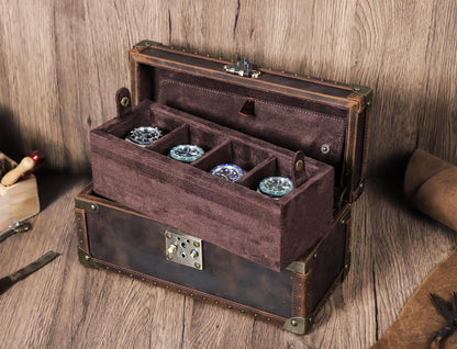 Luxury Leather Watch Organizer Box, Handmade Lock Watch Case, Travel Watch Organizer Holder, Watch Display Box, Groomsmen Gift