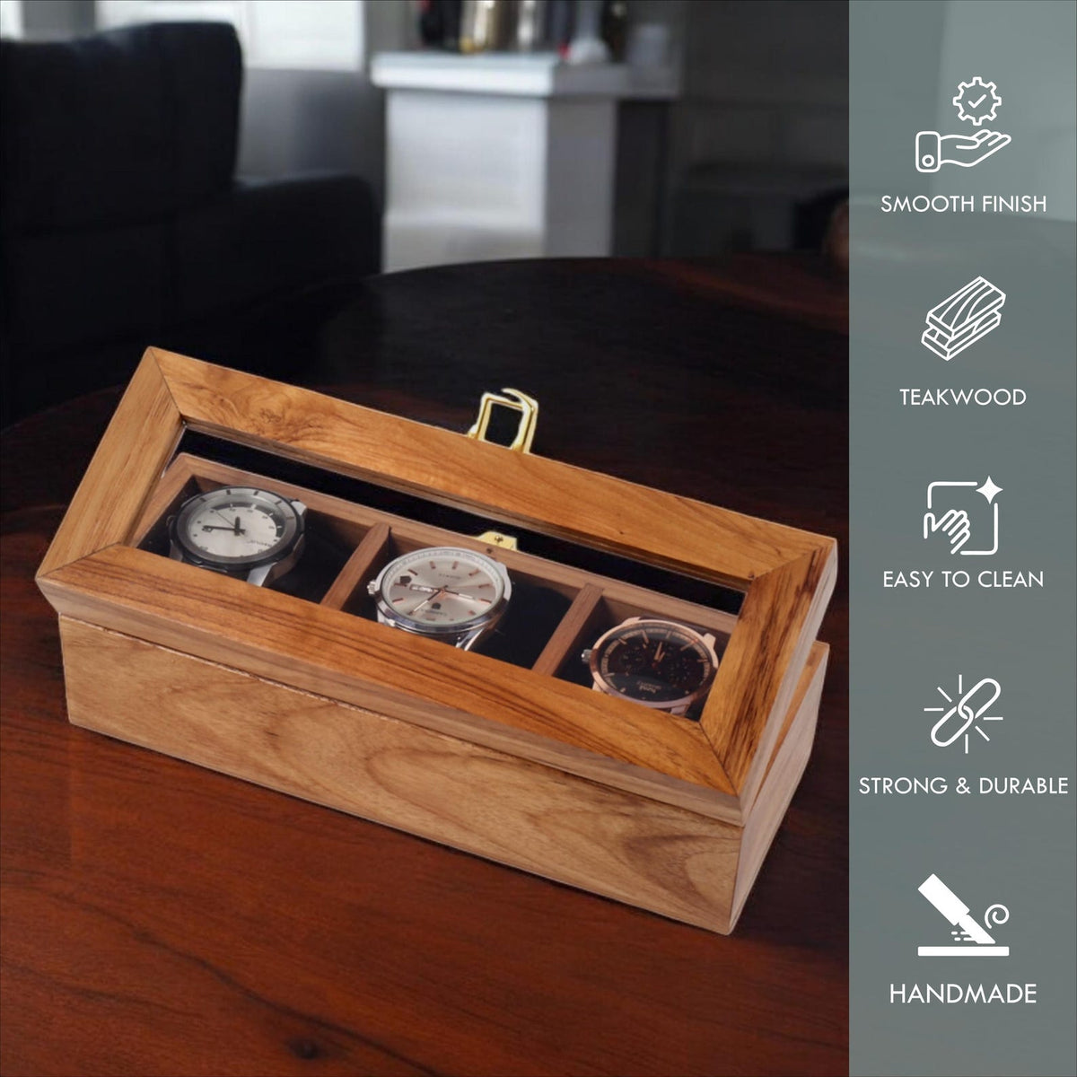 Personalised Handmade Wooden Watch Box for Men, Display & Storage Case for Timepiece, Jewelry Box for Women, Vintage Watch Box, Gift for Him