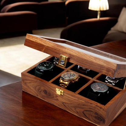 Personalised Handmade Wooden Watch Box for Men, Display & Storage Case for Timepiece, Jewelry Box for Women, Vintage Watch Box, Gift for Him