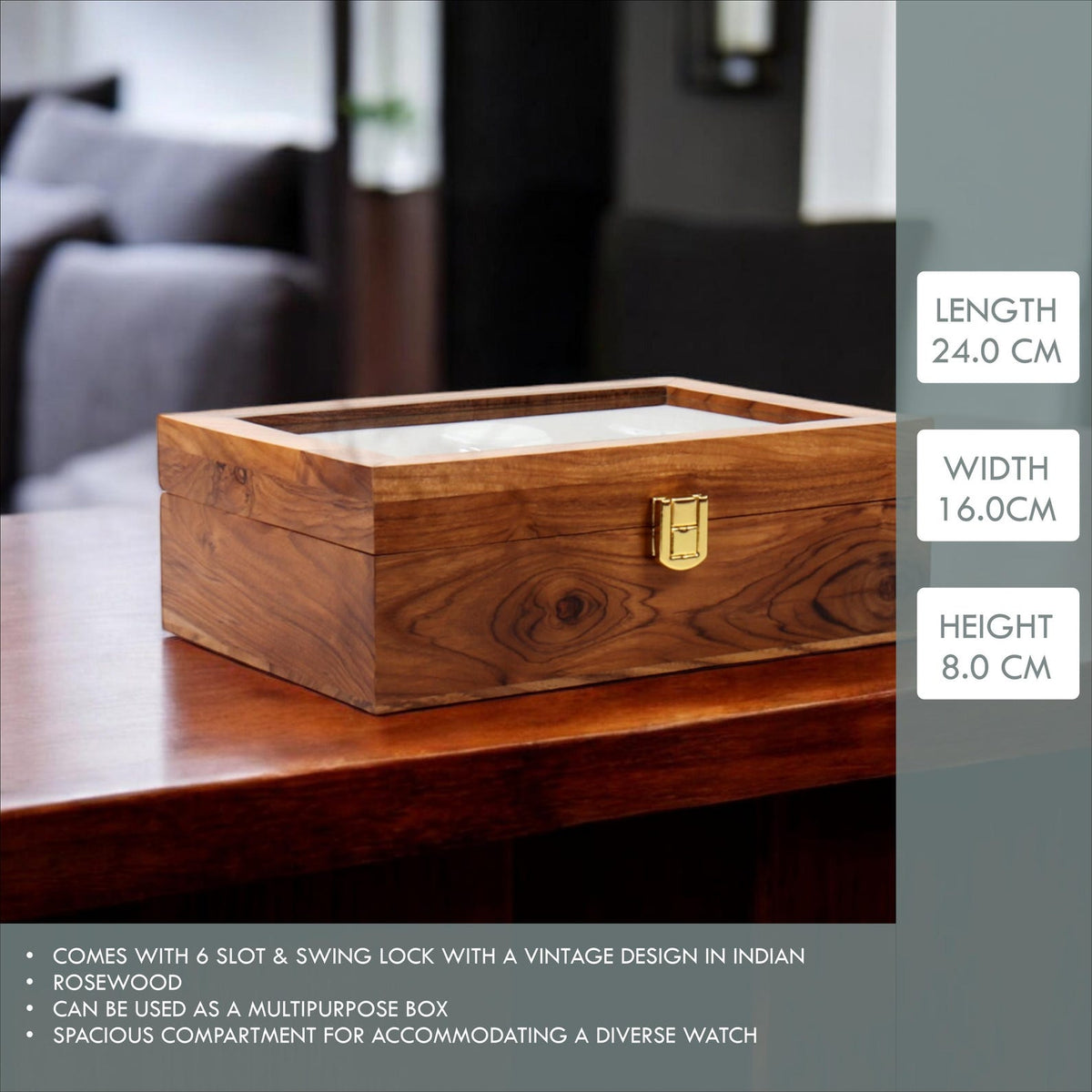 Personalised Handmade Wooden Watch Box for Men, Display & Storage Case for Timepiece, Jewelry Box for Women, Vintage Watch Box, Gift for Him