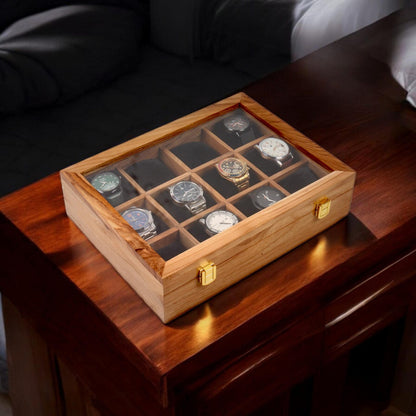 Personalised Handmade Wooden Watch Box for Men, Display & Storage Case for Timepiece, Jewelry Box for Women, Vintage Watch Box, Gift for Him