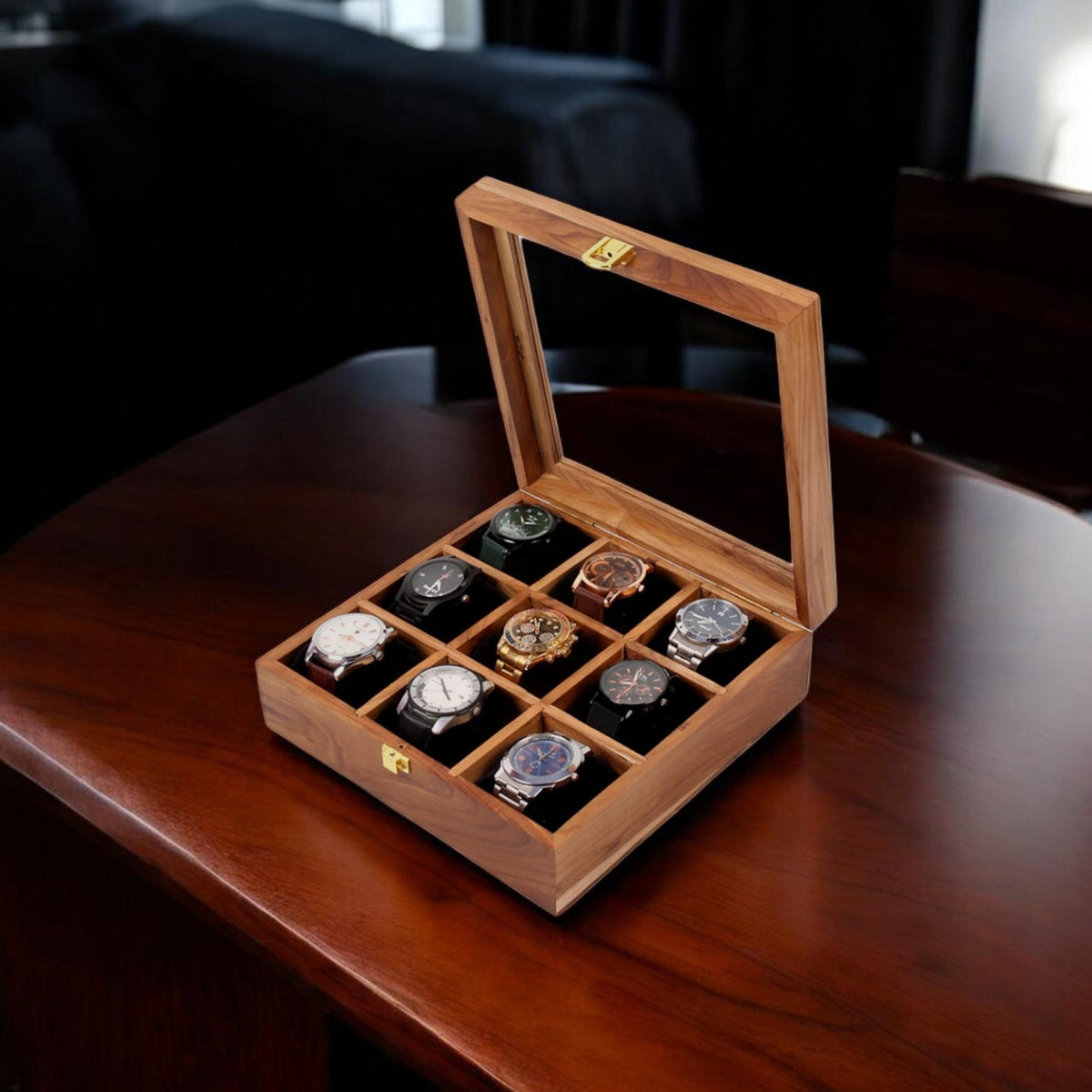 Personalised Handmade Wooden Watch Box for Men, Display & Storage Case for Timepiece, Jewelry Box for Women, Vintage Watch Box, Gift for Him