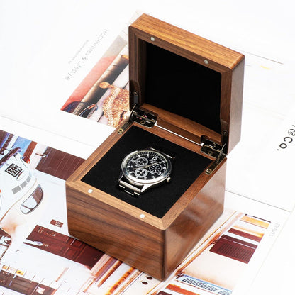 Personalized WOOD WATCH BOX for Men Travel Roll Case Display Organizer Groomsmen Birthday Gift for Him Dad Son Boyfriend