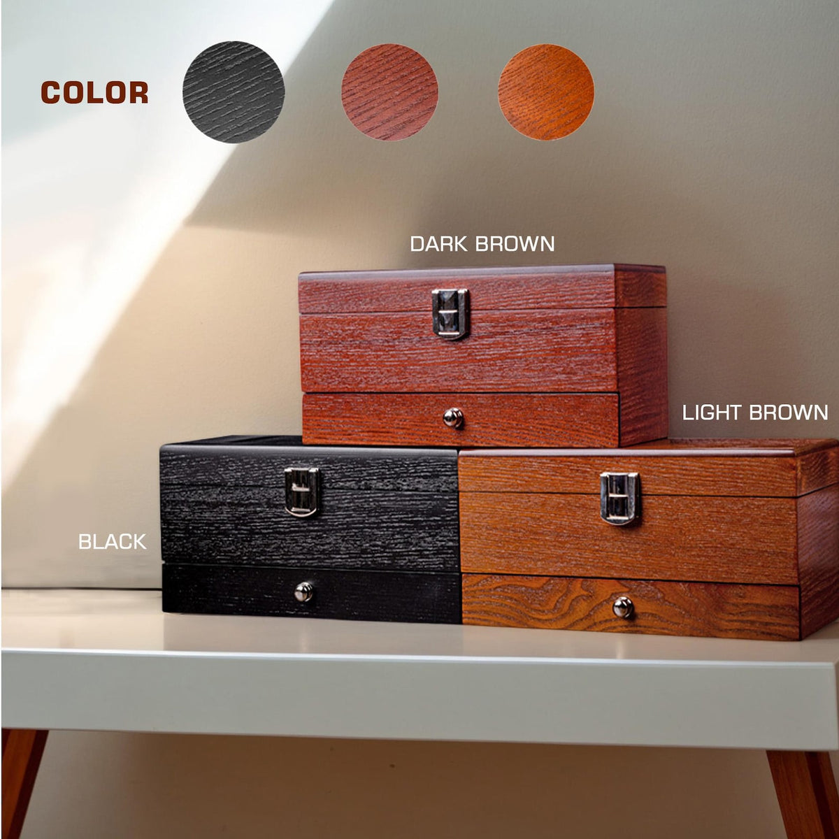 Personalized Engraved Watch Box: Watch and Jewelry Wooden Storage Anniversary Gift for Him & Her