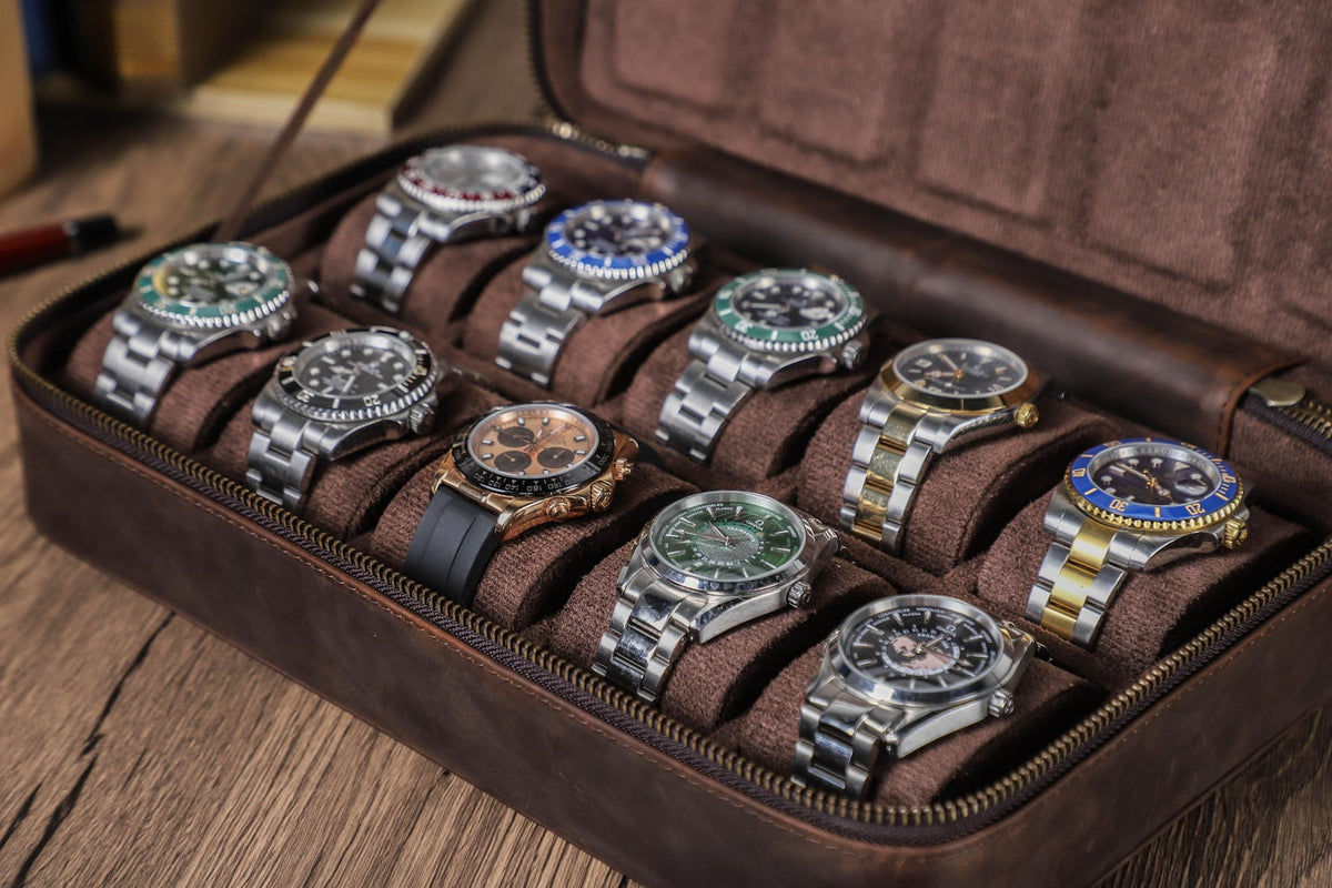 Leather Watch Storage Box 8/10/12 Slots, Leather Watch Case, Watch Display Box, Large Capacity Watch Organizer, Men Gift