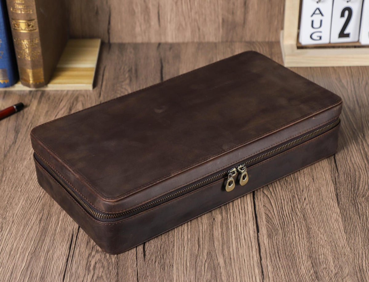 Leather Watch Storage Box 8/10/12 Slots, Leather Watch Case, Watch Display Box, Large Capacity Watch Organizer, Men Gift
