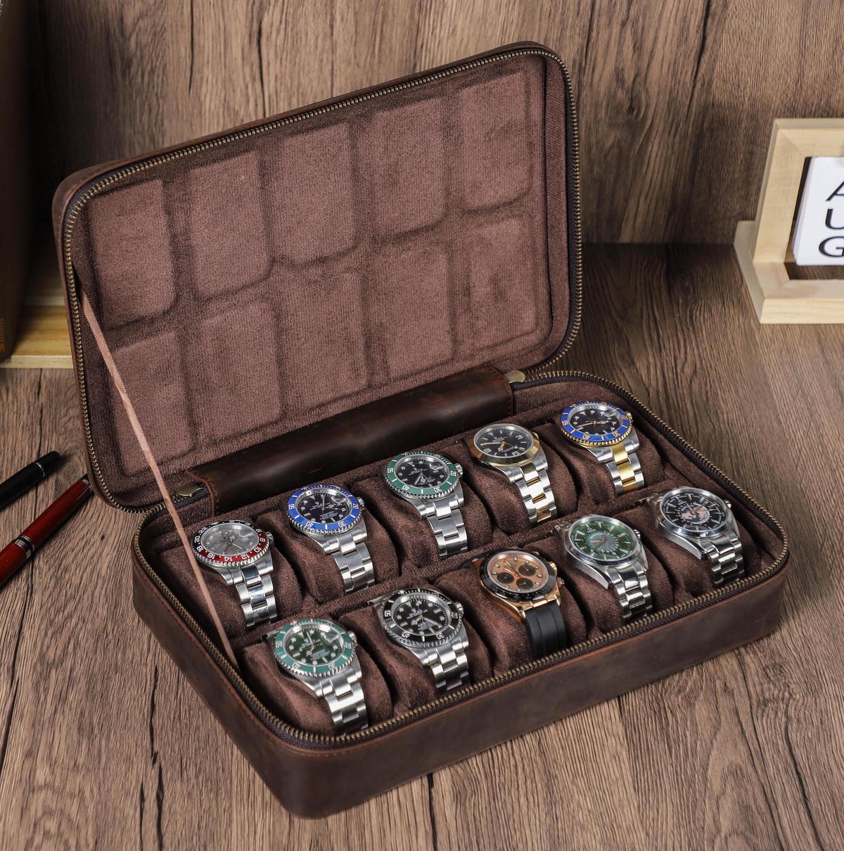 Leather Watch Storage Box 8/10/12 Slots, Leather Watch Case, Watch Display Box, Large Capacity Watch Organizer, Men Gift