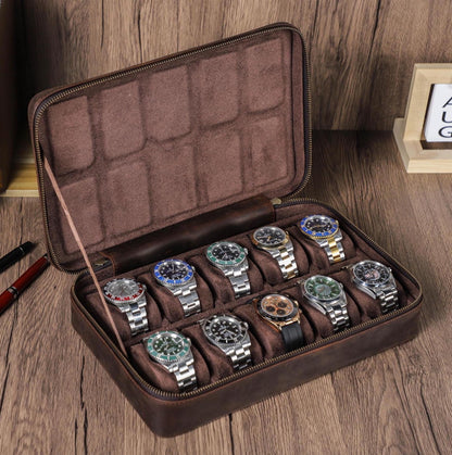 Leather Watch Storage Box 8/10/12 Slots, Leather Watch Case, Watch Display Box, Large Capacity Watch Organizer, Men Gift