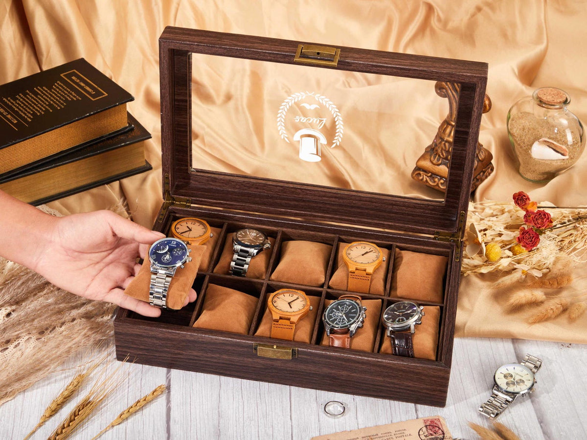 Personalized Leather Watch Case,Bracelet Watch Case,Wood Grain Transparent Watch Case,Jewelry Boxes,Anniversary Gift,Wedding Gift for Him