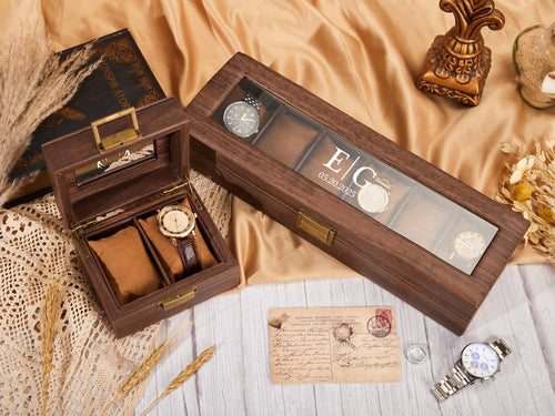 Personalized Watch Storage,Mechanical Watch Storage Box,6 Slot Watch Collection Display Box for Men,Vintage Storage Box,Gift for Boyfriend