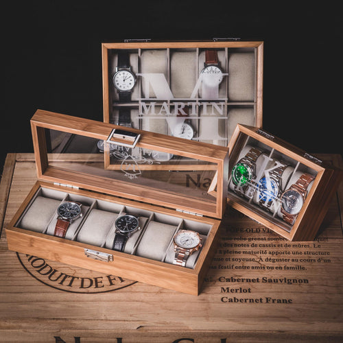 Personalized Wooden Watch Box, Engraved Watch Holder, Birthday Gift for Him, Fathers Day Gift, Boyfriend Gift, Anniversary Gift for Husband