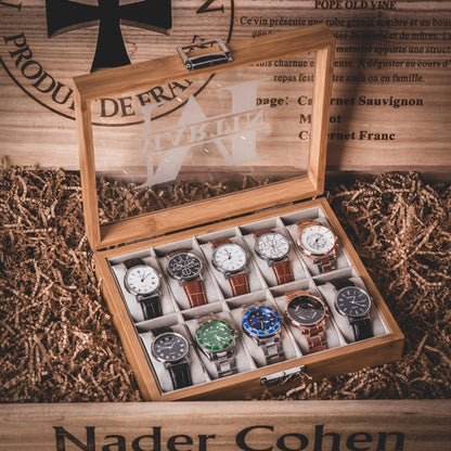 Personalized Wooden Watch Box, Engraved Watch Holder, Birthday Gift for Him, Fathers Day Gift, Boyfriend Gift, Anniversary Gift for Husband