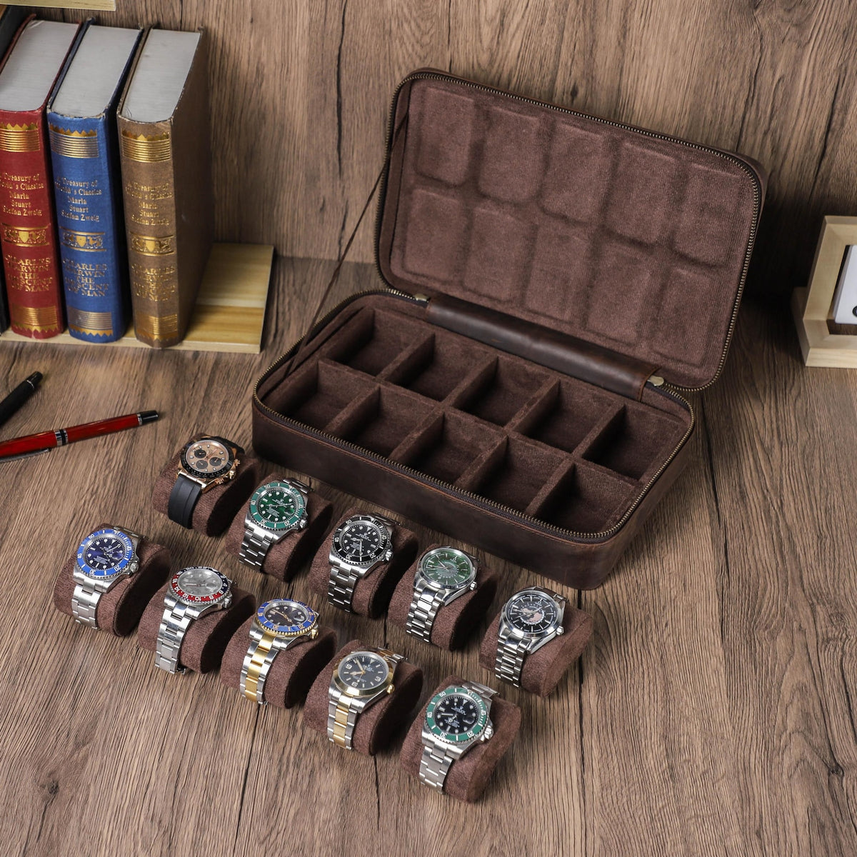 Leather Watch Storage Box 8/10/12 Slots, Leather Watch Case, Watch Display Box, Large Capacity Watch Organizer, Men Gift