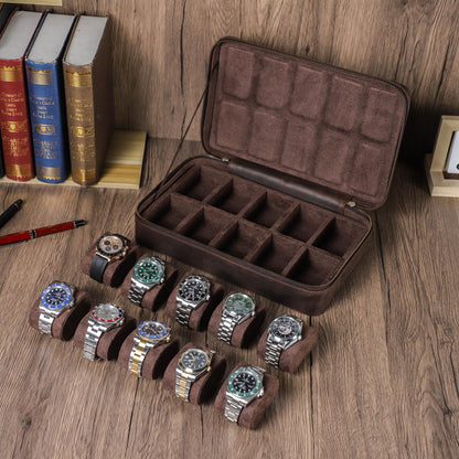 Leather Watch Storage Box 8/10/12 Slots, Leather Watch Case, Watch Display Box, Large Capacity Watch Organizer, Men Gift