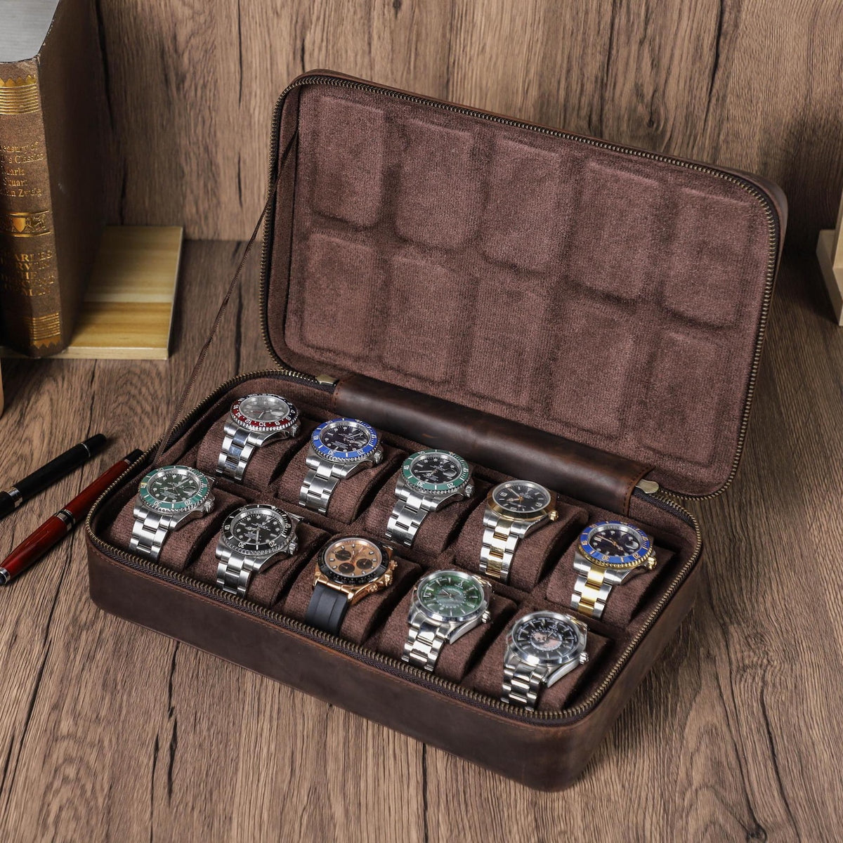 Leather Watch Storage Box 8/10/12 Slots, Leather Watch Case, Watch Display Box, Large Capacity Watch Organizer, Men Gift