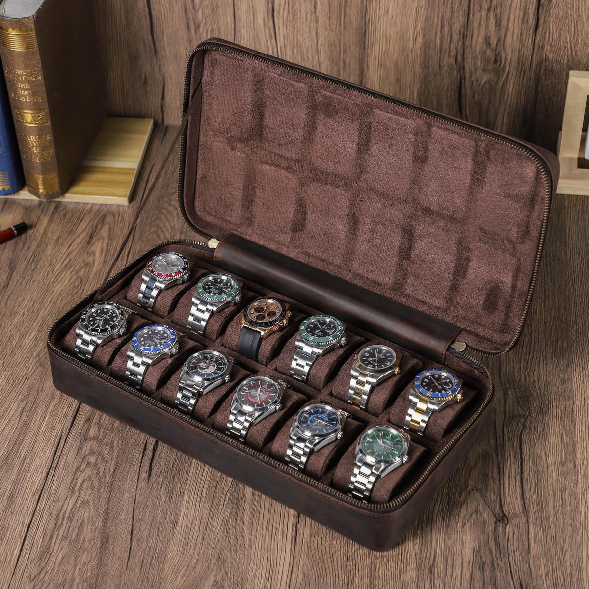 Leather Watch Storage Box 8/10/12 Slots, Leather Watch Case, Watch Display Box, Large Capacity Watch Organizer, Men Gift