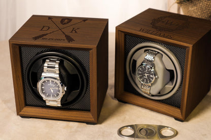 Personalized Watch Winder | Watch Storage Box Gift for Watch Lover | Fathers Day Gift for Him | Son Christmas gift | Couple Gift for Him