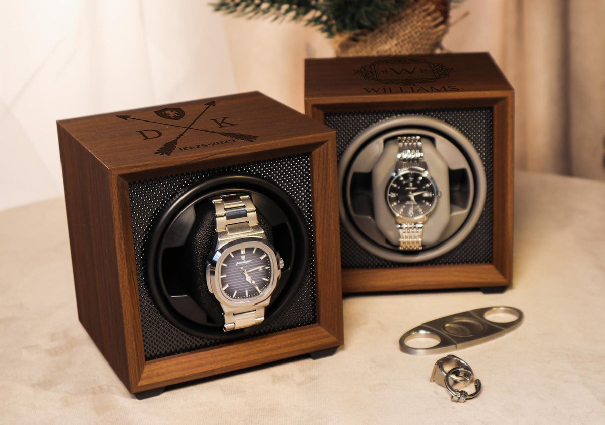 Personalized Watch Winder | Watch Storage Box Gift for Watch Lover | Fathers Day Gift for Him | Son Christmas gift | Couple Gift for Him