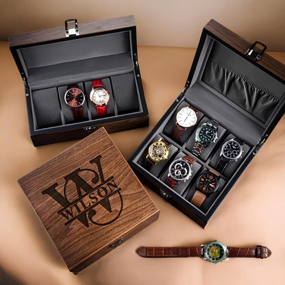 Engraved Wooden Watch Case,Personalized Watch Box with Lock Buckle,Gift for Dad,Watch Box for Men,Mens Gift,Anniversary Gift for Him