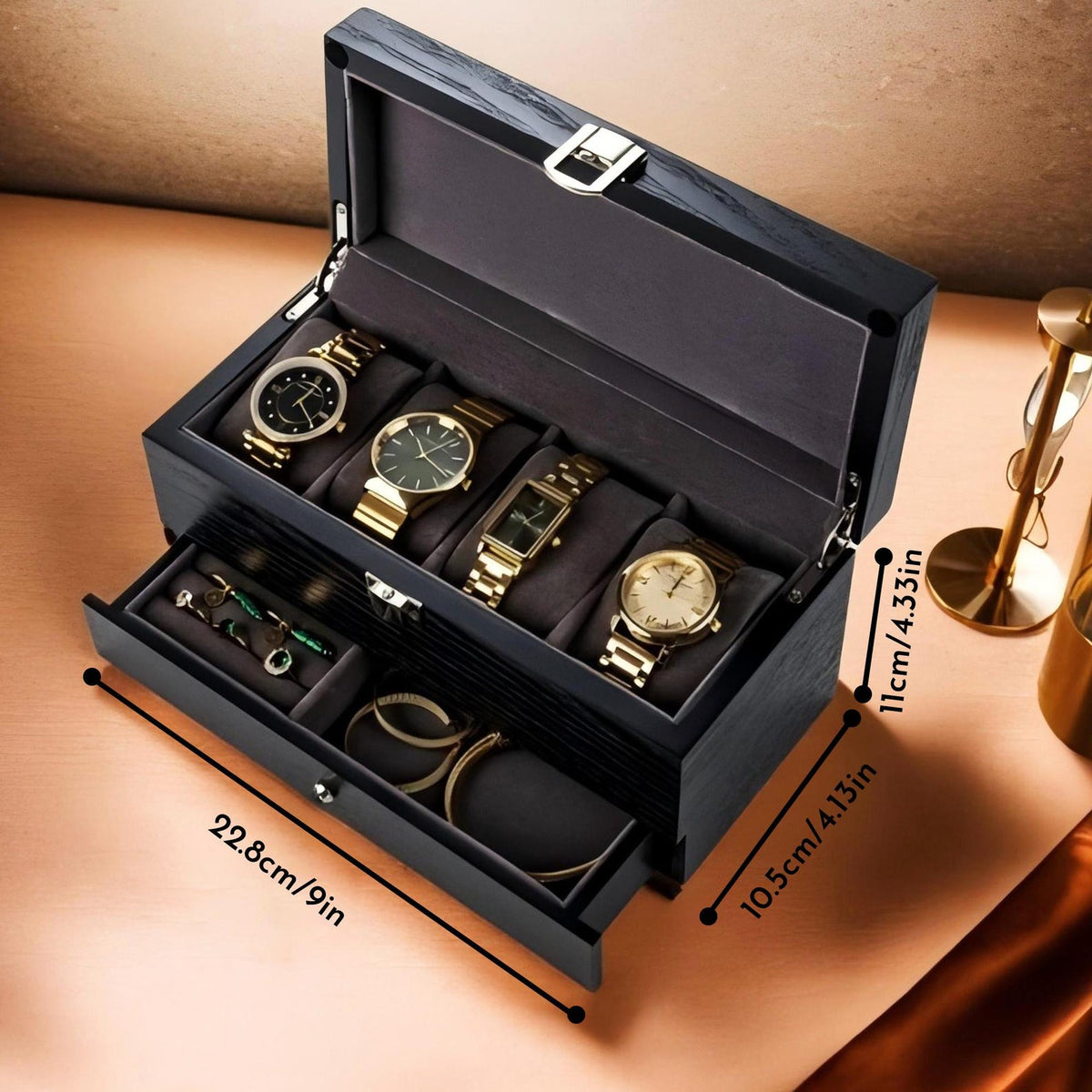 Solid Wood Watch Box for Men Customizable Storage,Personalized Gifts for Dad Large Wooden Box,Multi functional jewelry box,Gift for Him/Her