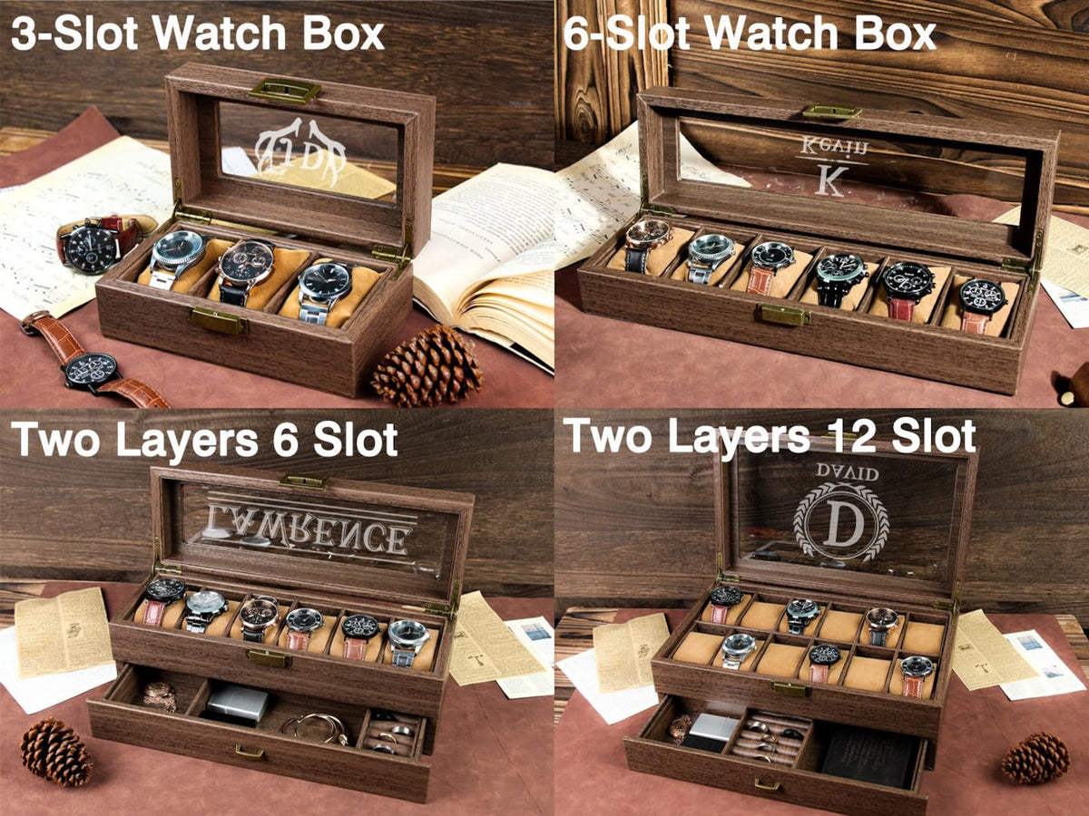 Custom Engraved Watch Box ,Personalized Watch Case,Customized watch storage jewelry box,Gift for dad,Mens Gift,Anniversary Gifts for Husband