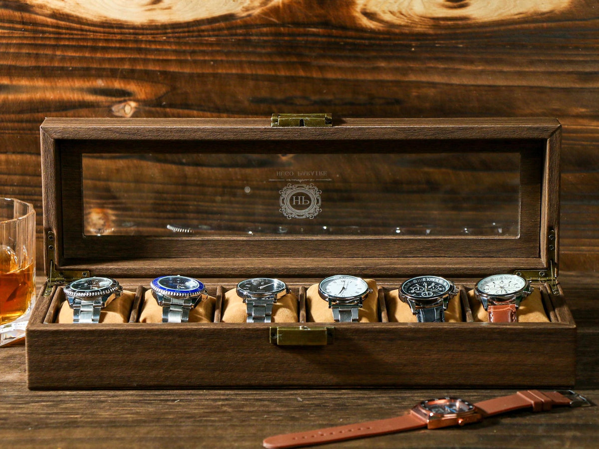 Personalized Watch Storage, Custom Engraved Watch Box for Men, with Drawer Watch Display Case, Men jewelry box, Gift for Him , Groom Gift