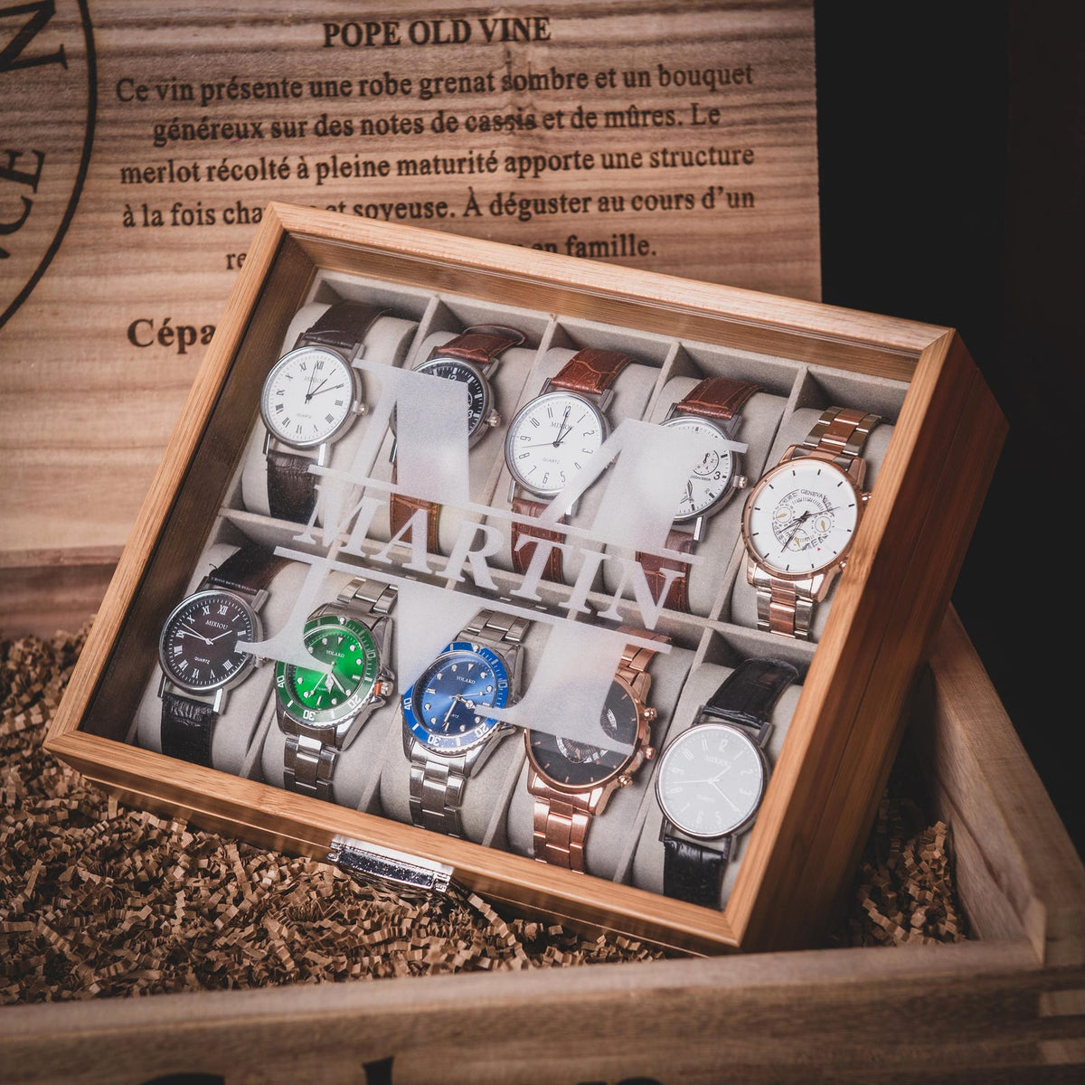 Personalized Wooden Watch Box, Engraved Watch Holder, Birthday Gift for Him, Fathers Day Gift, Boyfriend Gift, Anniversary Gift for Husband