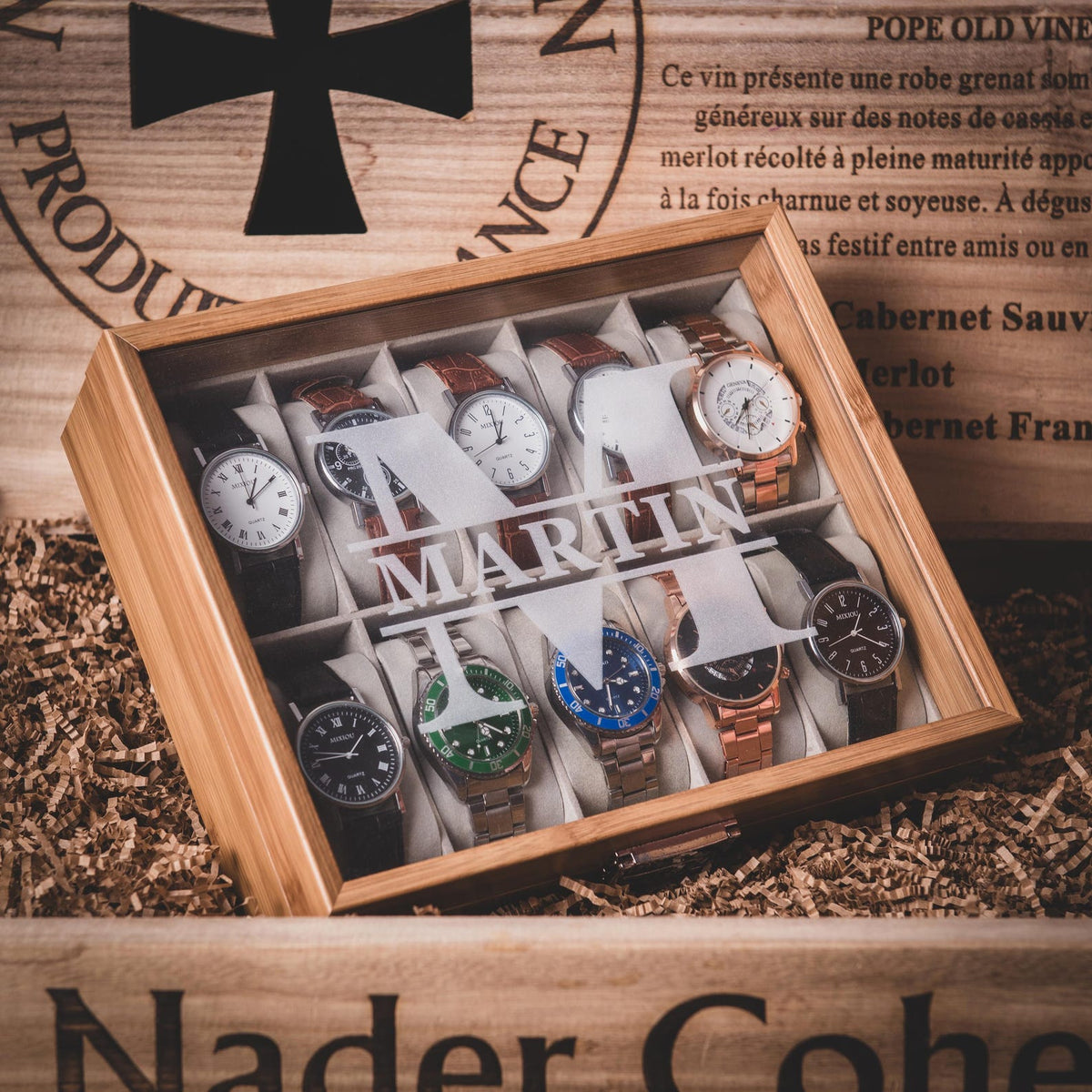 Personalized Wooden Watch Box, Engraved Watch Holder, Birthday Gift for Him, Fathers Day Gift, Boyfriend Gift, Anniversary Gift for Husband