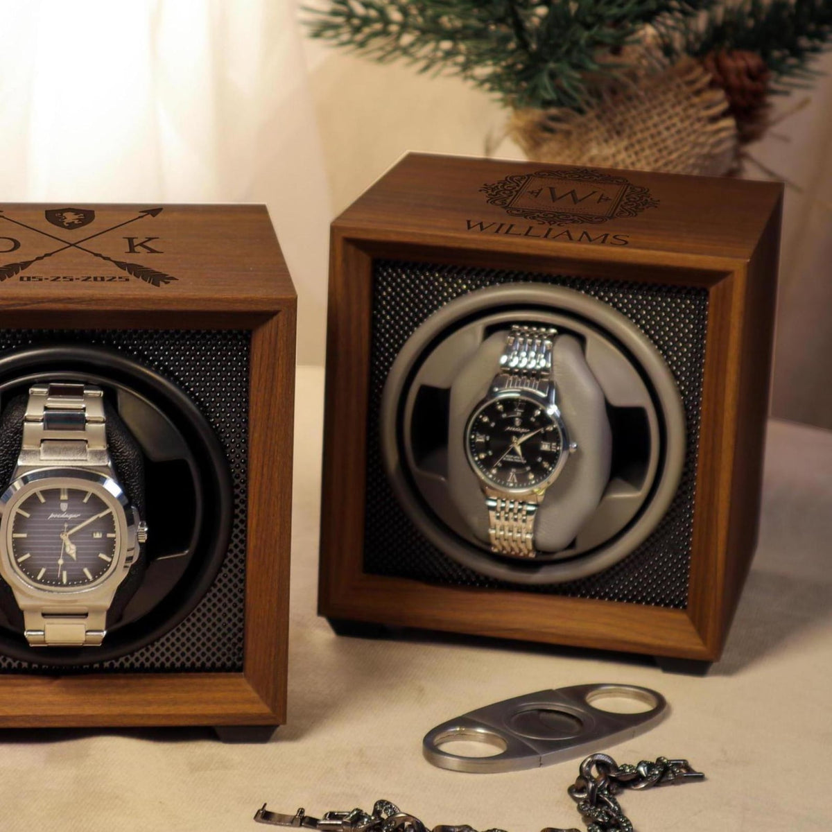 Personalized Watch Winder | Watch Storage Box Gift for Watch Lover | Fathers Day Gift for Him | Son Christmas gift | Couple Gift for Him