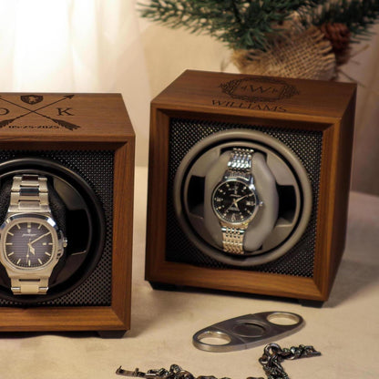 Personalized Watch Winder | Watch Storage Box Gift for Watch Lover | Fathers Day Gift for Him | Son Christmas gift | Couple Gift for Him