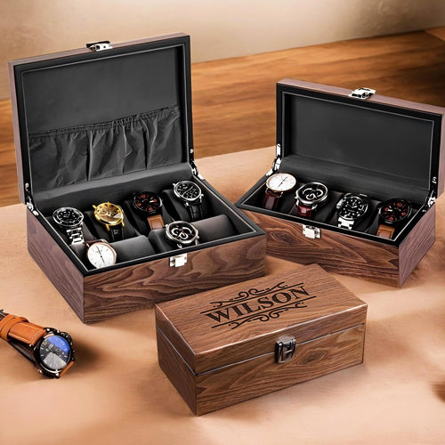 Engraved Wooden Watch Case,Personalized Watch Box with Lock Buckle,Gift for Dad,Watch Box for Men,Mens Gift,Anniversary Gift for Him