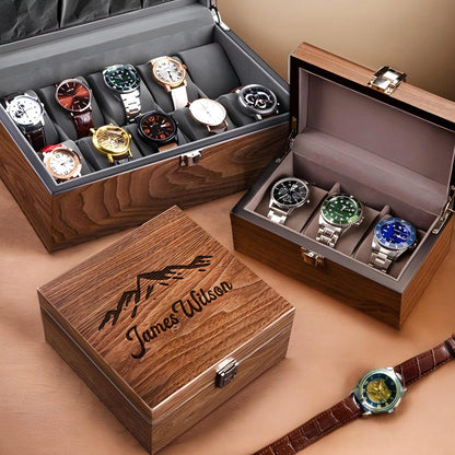 Engraved Wooden Watch Case,Personalized Watch Box with Lock Buckle,Gift for Dad,Watch Box for Men,Mens Gift,Anniversary Gift for Him