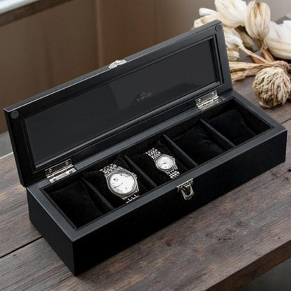 5-Slot Wood Watch Box: Luxury Display Case, Gift for Him/Her