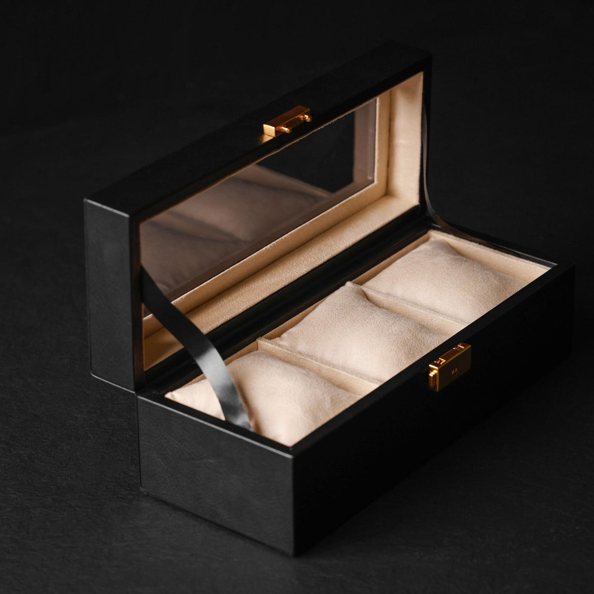Leather Watch Box, Mens Clear Top Watch Holder, Wristwatch Storage Box, Personalized Watch Organizer with 3 Slots, Anniversary Gift for Men