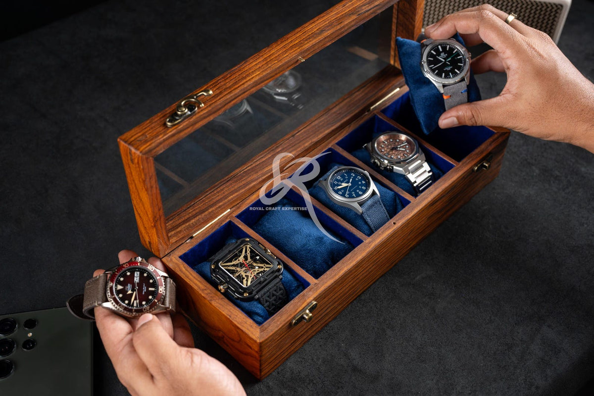 Mens Watch Box, Personalized Rosewood watch box with drawer, Custom Father's Day Gift, Superior Men's Watch Display Case Best Gift for him