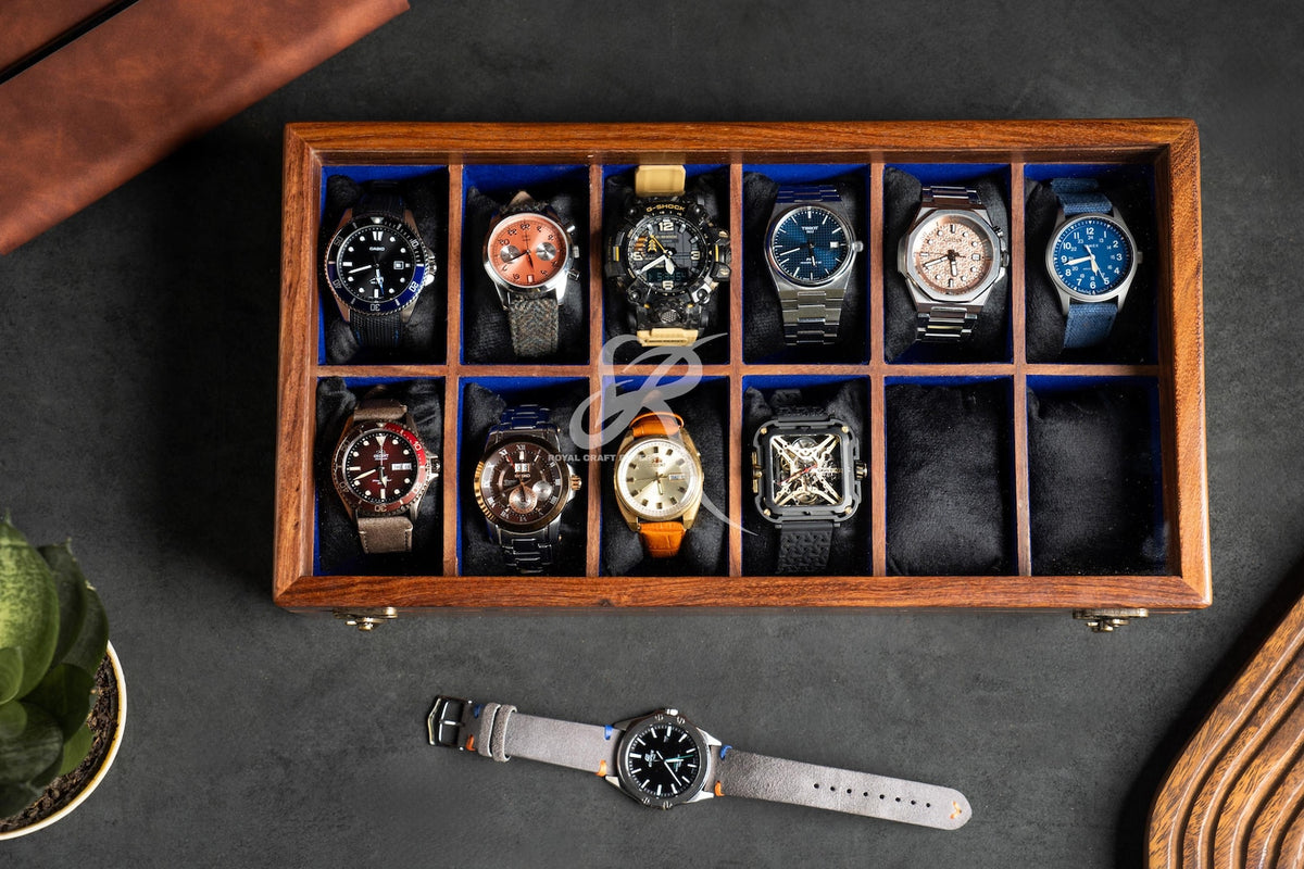 Mens Watch Box, Personalized Rosewood watch box with drawer, Custom Father's Day Gift, Superior Men's Watch Display Case Best Gift for him