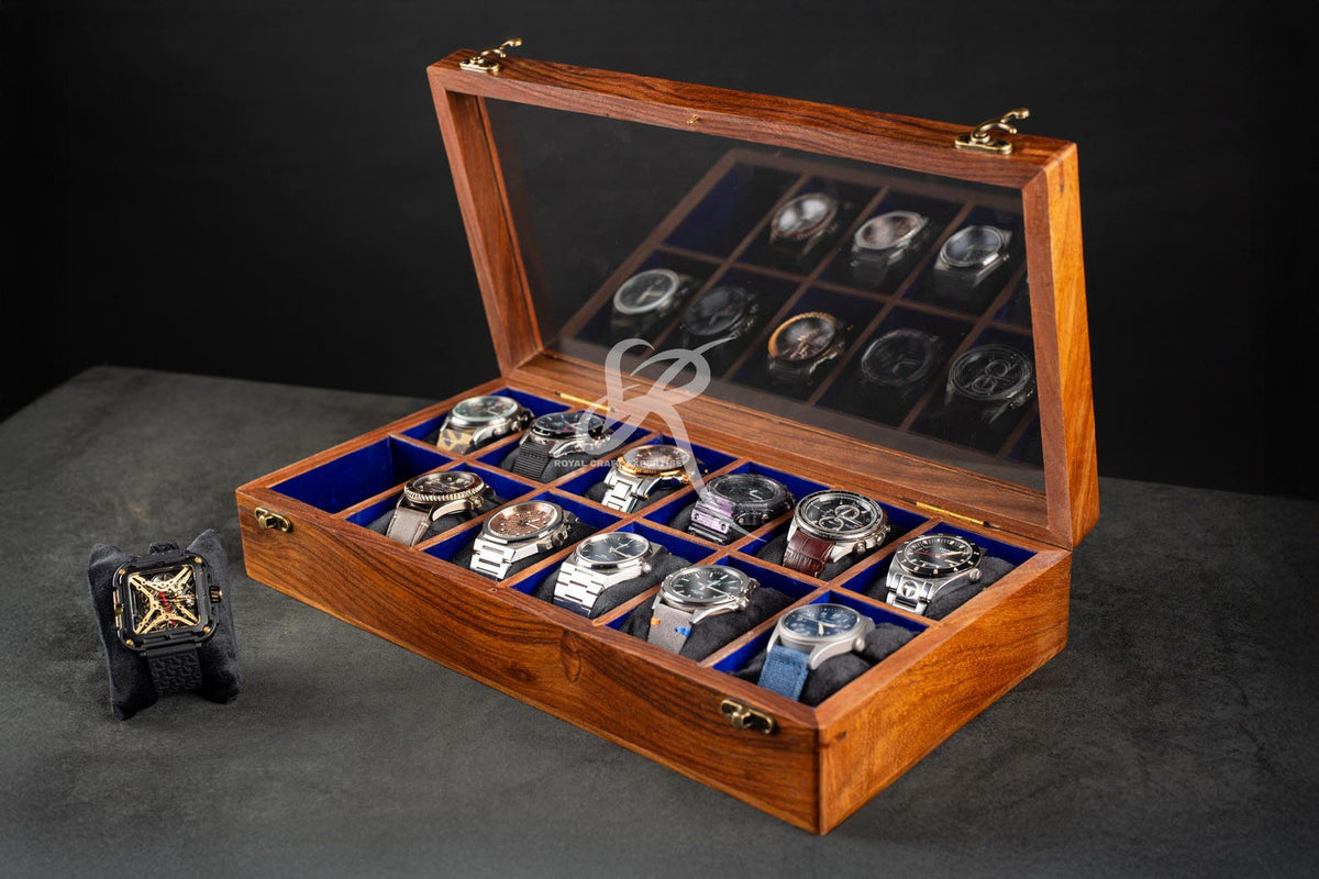 Mens Watch Box, Personalized Rosewood watch box with drawer, Custom Father's Day Gift, Superior Men's Watch Display Case Best Gift for him