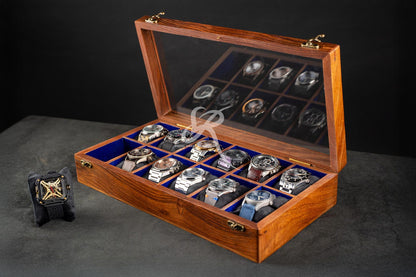 Mens Watch Box, Personalized Rosewood watch box with drawer, Custom Father's Day Gift, Superior Men's Watch Display Case Best Gift for him