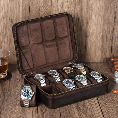 Leather Watch Storage Box 8/10/12 Slots, Leather Watch Case, Watch Display Box, Large Capacity Watch Organizer, Men Gift