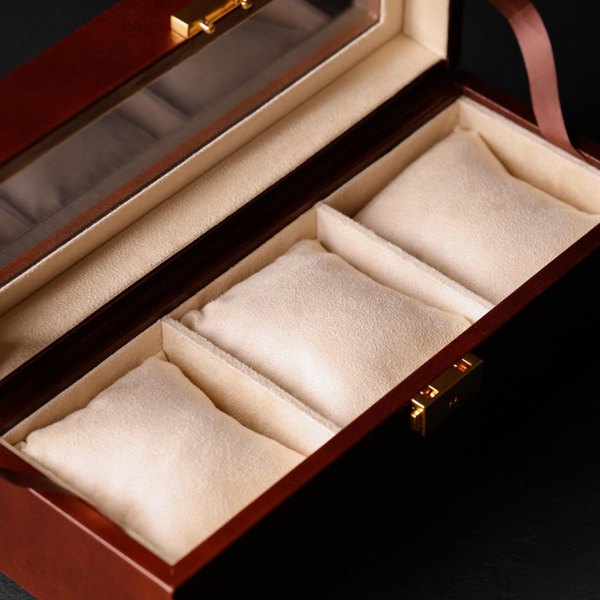 Leather Watch Box, Mens Clear Top Watch Holder, Wristwatch Storage Box, Personalized Watch Organizer with 3 Slots, Anniversary Gift for Men