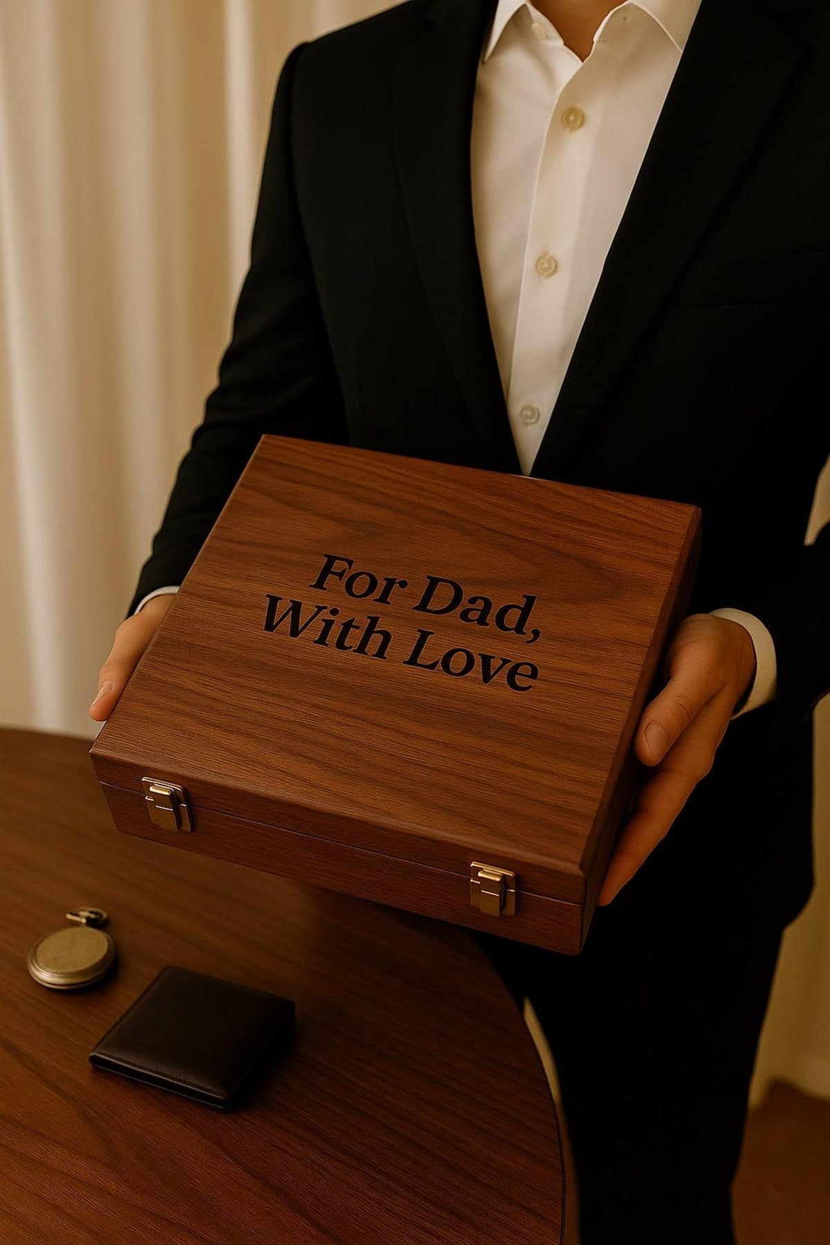 Watch Box for Men Personalized 15 Slot Wooden Watch Organizer Engraved Gift for Husband Dad Son Christmas Anniversary Graduation Present
