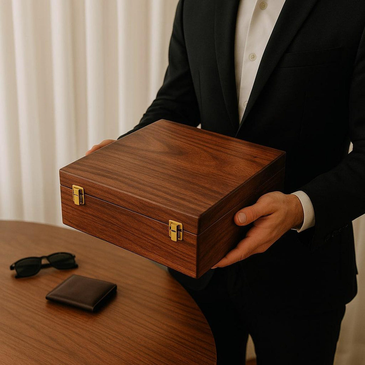Watch Box for Men Personalized 15 Slot Wooden Watch Organizer Engraved Gift for Husband Dad Son Christmas Anniversary Graduation Present