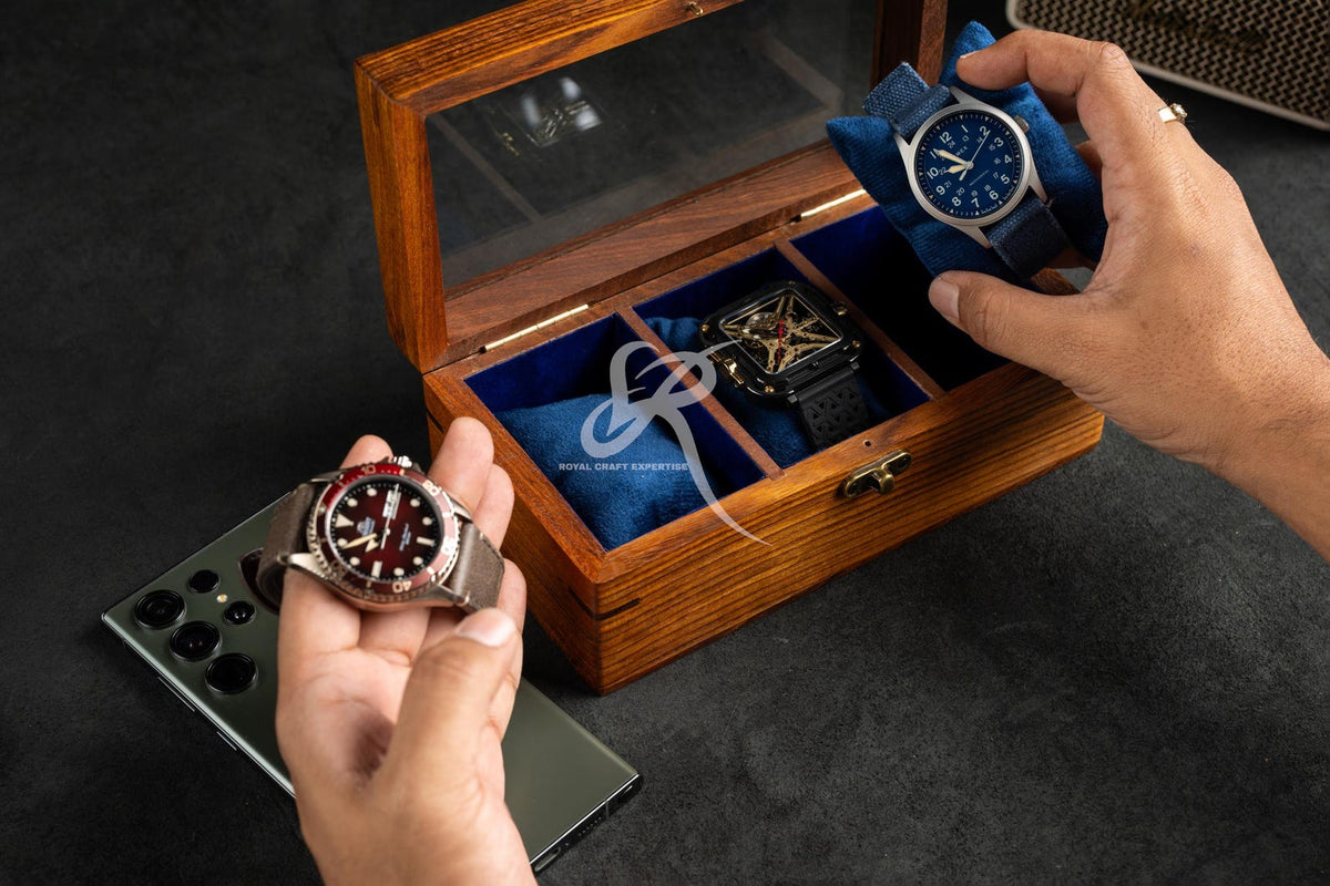 Mens Watch Box, Personalized Rosewood watch box with drawer, Custom Father's Day Gift, Superior Men's Watch Display Case Best Gift for him