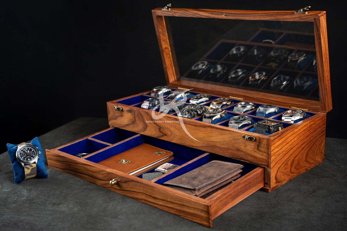 Custom Father's Day Gift, Free Personalized Rosewood watch box with drawer, Watch case for men, Superior Wooden Watch Box, Best Gift for him