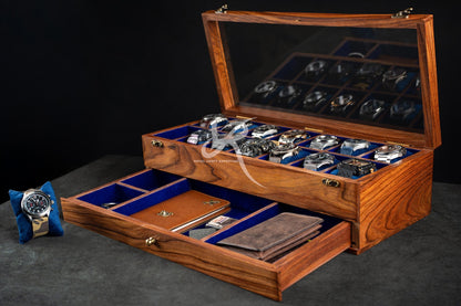 Custom Father's Day Gift, Free Personalized Rosewood watch box with drawer, Watch case for men, Superior Wooden Watch Box, Best Gift for him