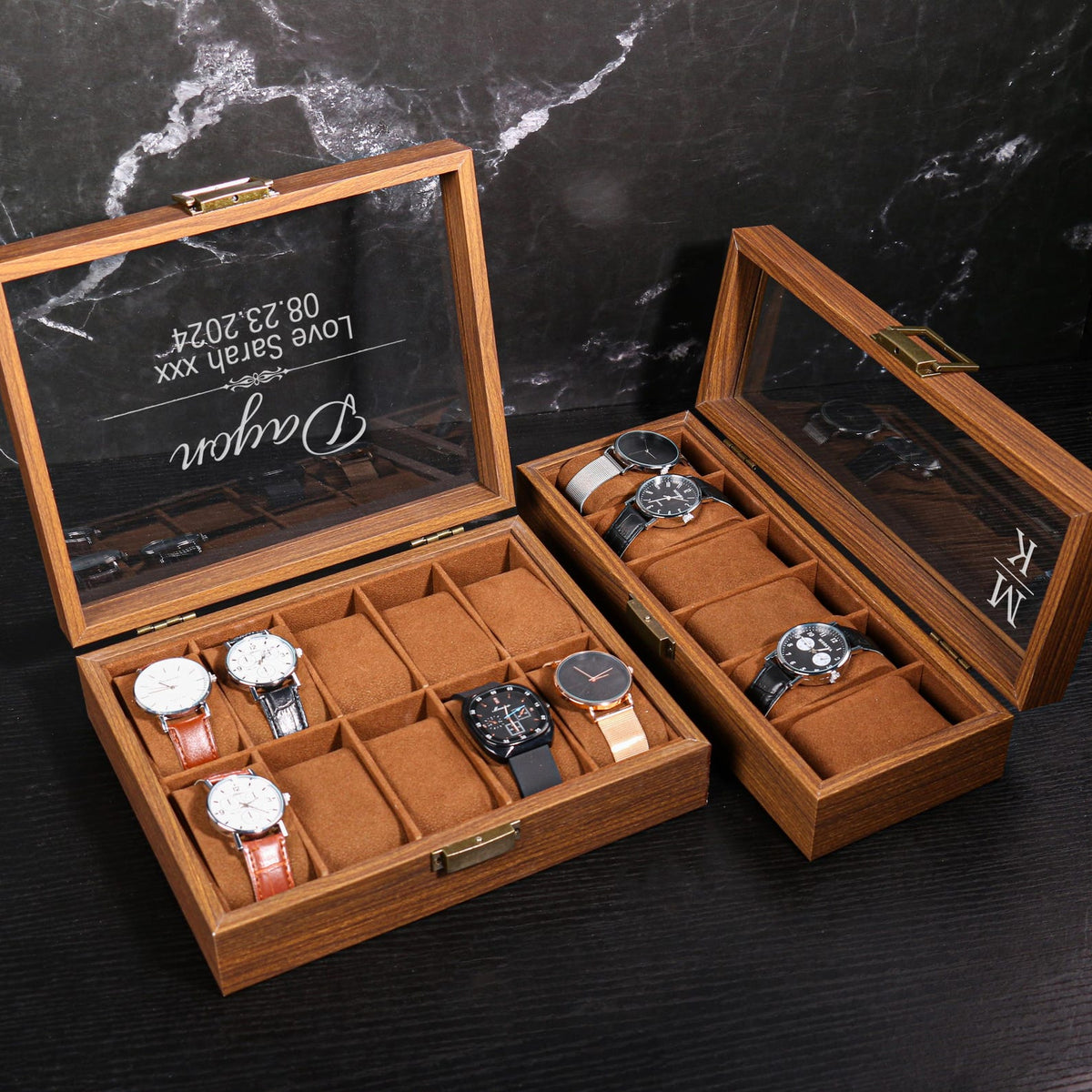 Custom Engraved wooden Watch Box, Personalized Watch Case, watch storage jewelry box, Gift for man father, Anniversary Birthday Gift for Men