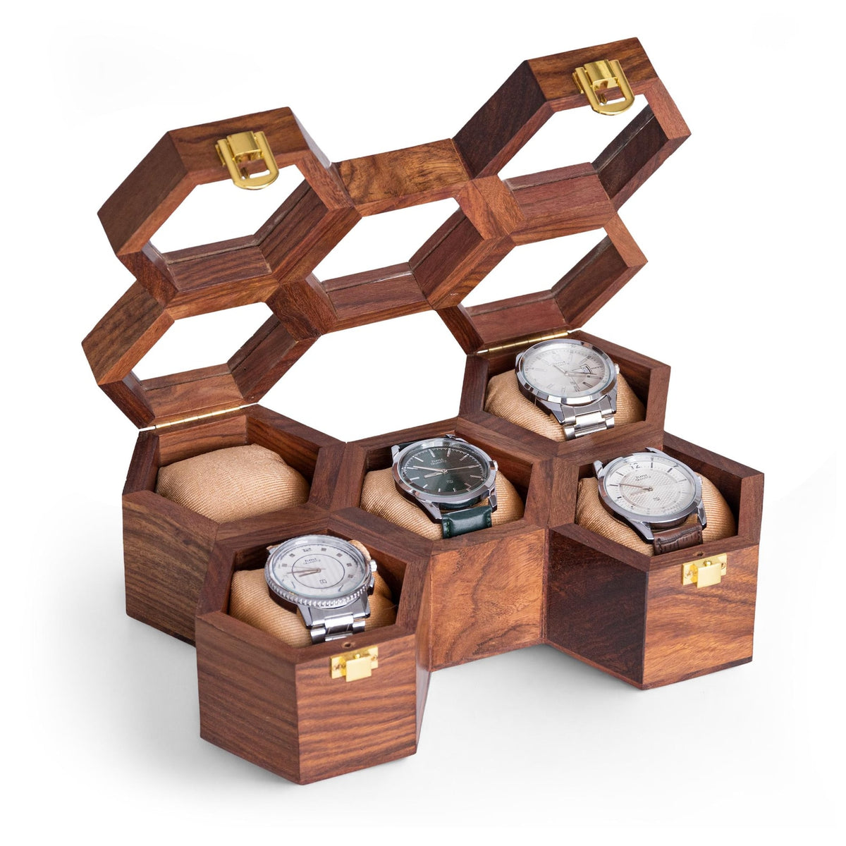 Men’s Watch Box Organizer – Dark Rosewood Display Case with Glass Lid, Stylish Travel Watch Storage, Gift for Him, Father's Day Gift