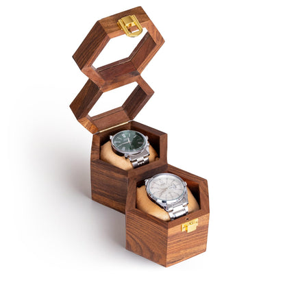 Men’s Watch Box Organizer – Dark Rosewood Display Case with Glass Lid, Stylish Travel Watch Storage, Gift for Him, Father's Day Gift